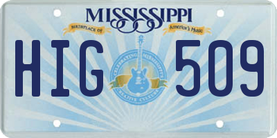 MS license plate HIG509