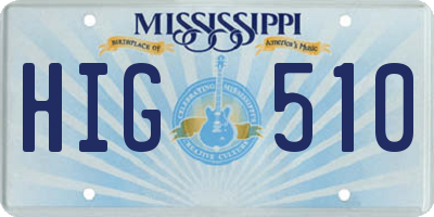 MS license plate HIG510