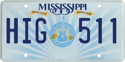 MS license plate HIG511