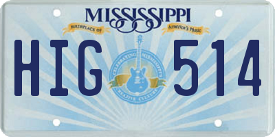 MS license plate HIG514