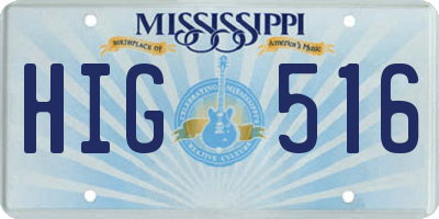 MS license plate HIG516
