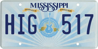 MS license plate HIG517