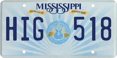 MS license plate HIG518