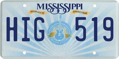 MS license plate HIG519