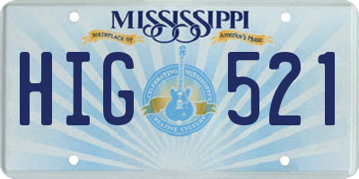 MS license plate HIG521