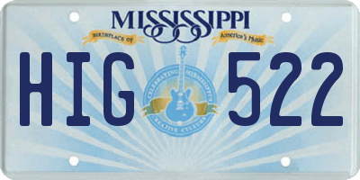 MS license plate HIG522