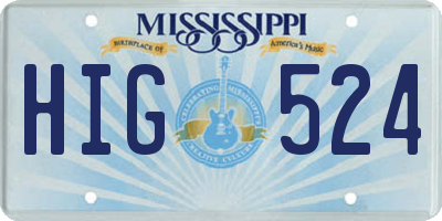 MS license plate HIG524