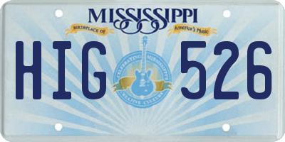 MS license plate HIG526