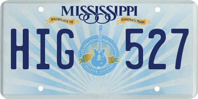 MS license plate HIG527