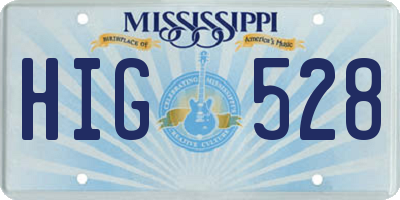 MS license plate HIG528