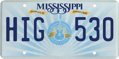 MS license plate HIG530