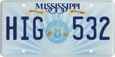 MS license plate HIG532