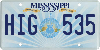 MS license plate HIG535