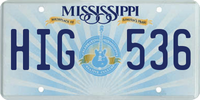 MS license plate HIG536