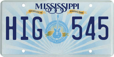 MS license plate HIG545