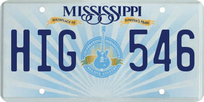 MS license plate HIG546