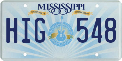 MS license plate HIG548