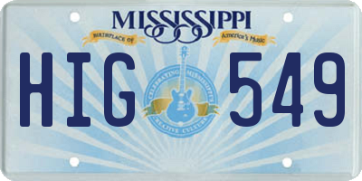 MS license plate HIG549