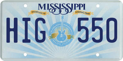 MS license plate HIG550