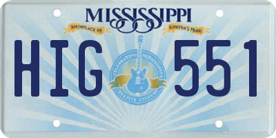 MS license plate HIG551