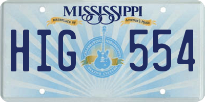 MS license plate HIG554