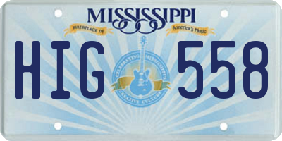 MS license plate HIG558