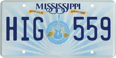 MS license plate HIG559