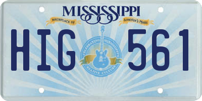 MS license plate HIG561