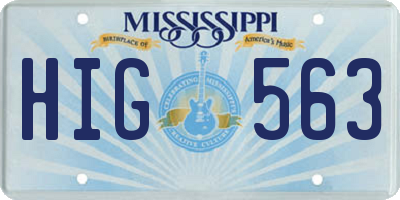 MS license plate HIG563