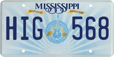 MS license plate HIG568