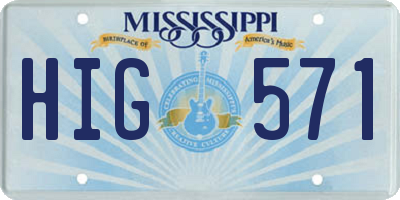 MS license plate HIG571