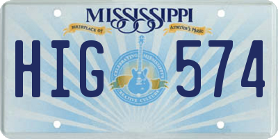 MS license plate HIG574