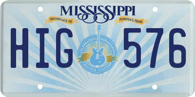 MS license plate HIG576