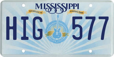 MS license plate HIG577
