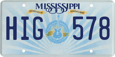 MS license plate HIG578