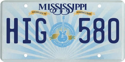 MS license plate HIG580