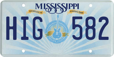 MS license plate HIG582