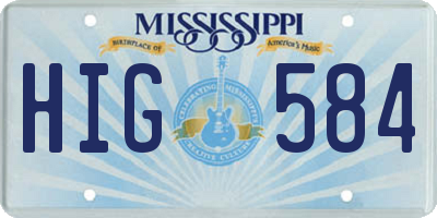MS license plate HIG584