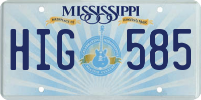 MS license plate HIG585