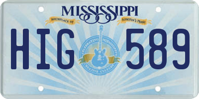 MS license plate HIG589