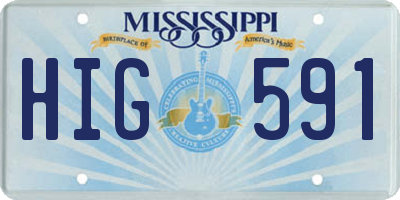 MS license plate HIG591