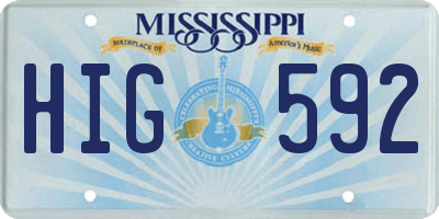MS license plate HIG592
