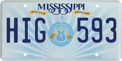 MS license plate HIG593