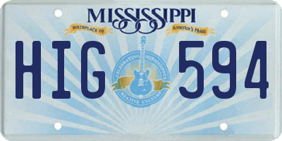 MS license plate HIG594
