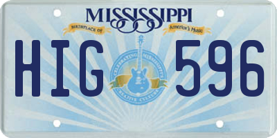MS license plate HIG596