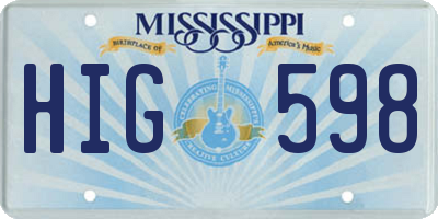 MS license plate HIG598