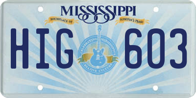 MS license plate HIG603