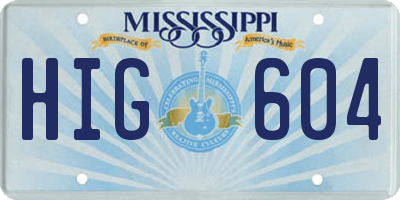 MS license plate HIG604