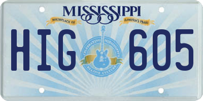 MS license plate HIG605