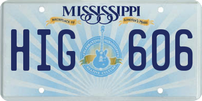 MS license plate HIG606